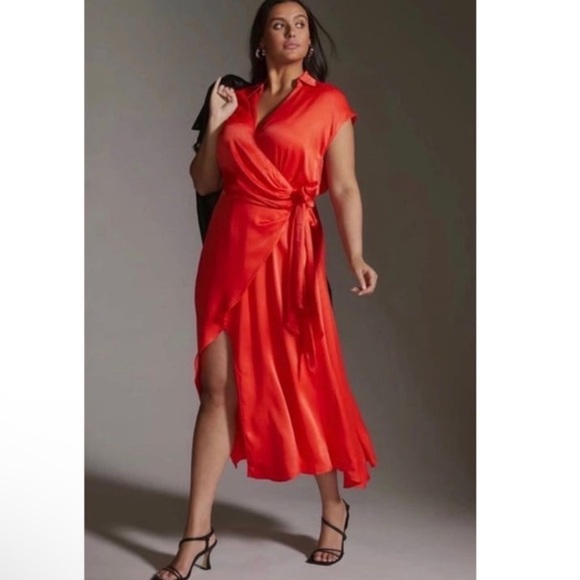 Anthropologie- Maeve Open-Back Wrap Midi Dress - Picture 2 of 8